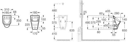 Urinal mit Deckel Roca Urinal Nexo inkl. Deckel mit Absenkautomatik | Zulauf von hinten - 3