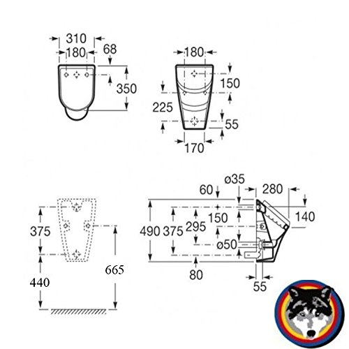 Roca NEXO Urinal Pissoir Absaugbecken mit Deckel weiss Softclose - 2